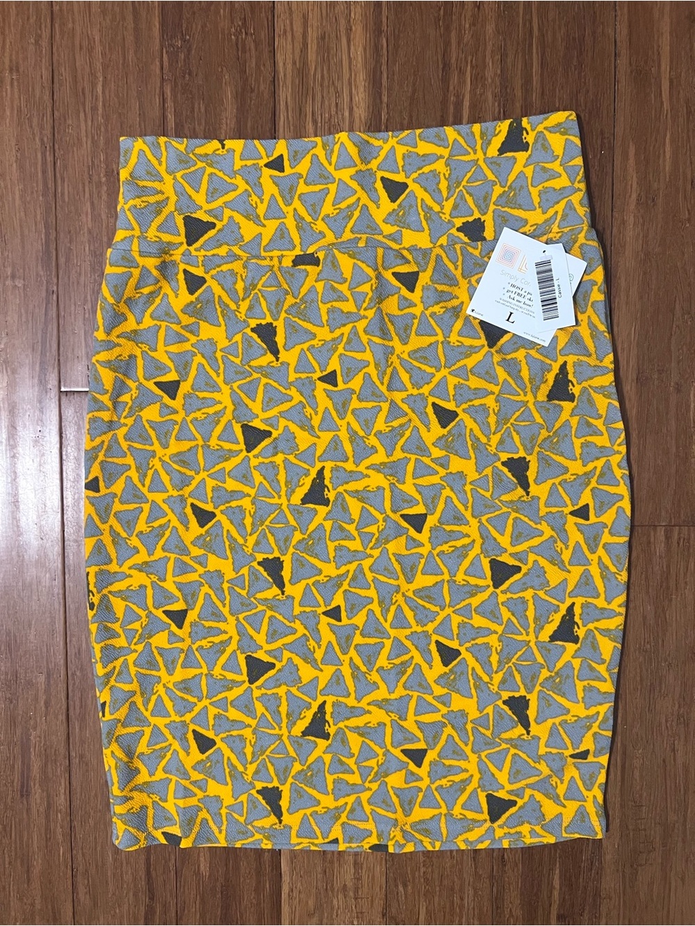 LuLaRoe Cassie Yellow and Gray Geometric Pencil Skirt